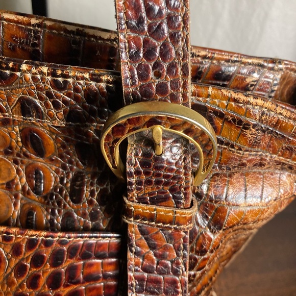 BRAHMIN ASHER PECAN MELBOURNE Elegant Brown Crocodile-Embossed Tote Bag - Picture 4 of 8